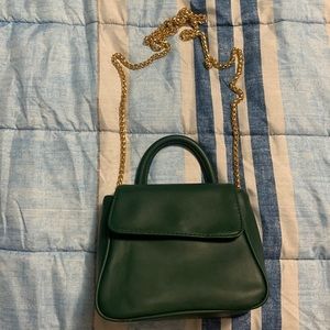 Green gold chain purse